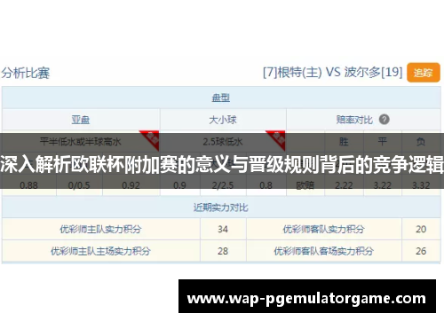 深入解析欧联杯附加赛的意义与晋级规则背后的竞争逻辑